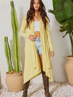 Londyn Draped Lime Solid Cardigan